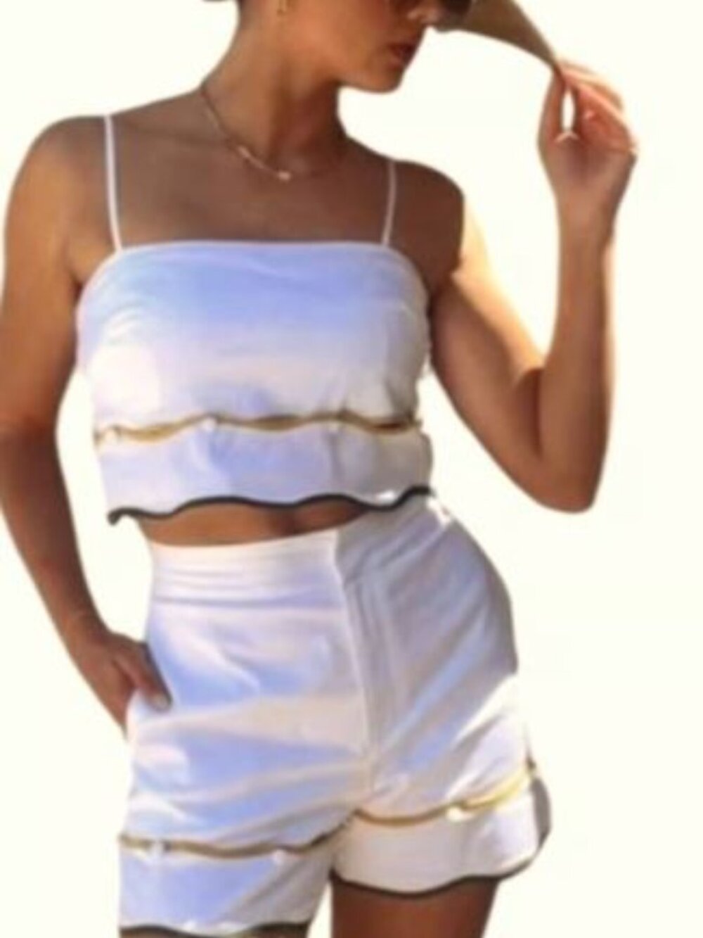 Antonio Melani x The Nat Note Scalloped Top & Shorts Set - Size 14